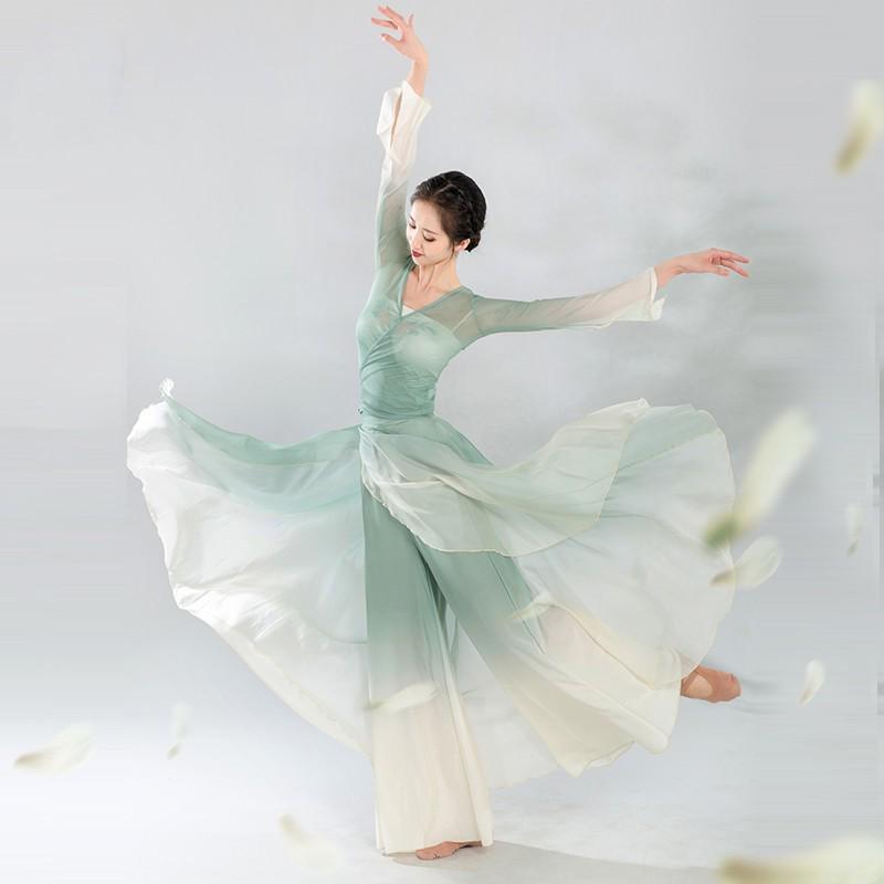 Элегантное платье из марли для китайского классического танца - Приталенный костюм для выступления в сказочном стиле