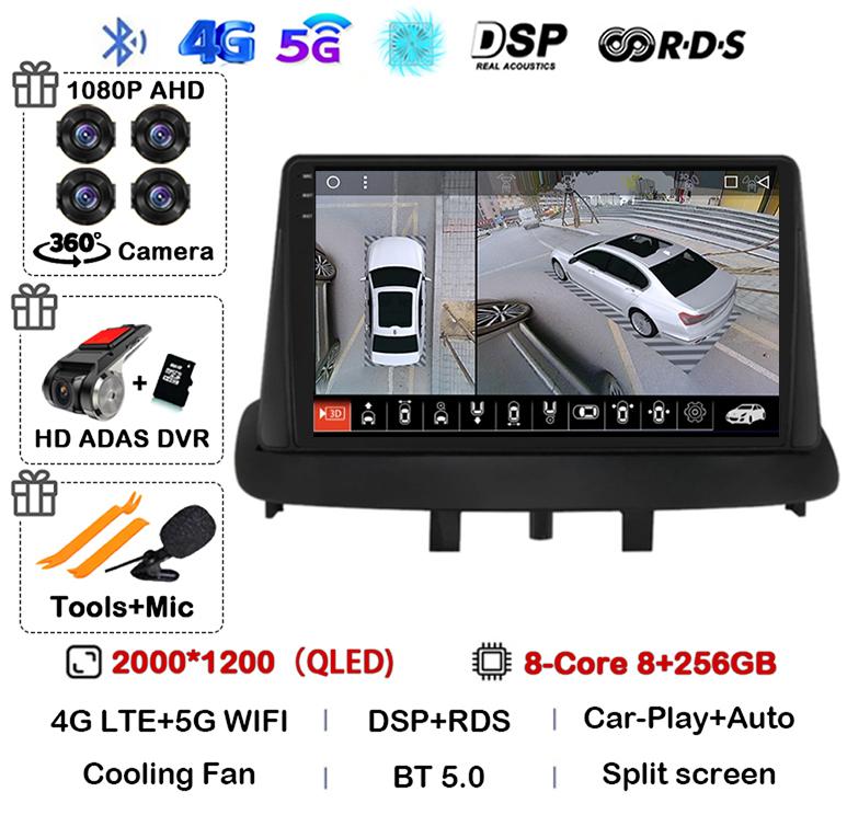 Android 14 Carplay Auto Для Renault Megane 3 Fluence Samsung SM3 2008 2009 2010 2011-2014 Автомагнитола GPS Мультимедийный плеер Стерео