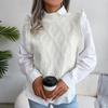Women Autumn Winter Fungus Trim Diamond Knit Tank Top Sweater O Neck Solid Color All Match Knitted Tops S-L