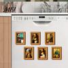 Academic Style Home Decoration Funny Small Wooden Fridge Magnet Picture Frame, Vintage Oil Painting Pattern Retro Frames Magnetic Refrigerator Locker