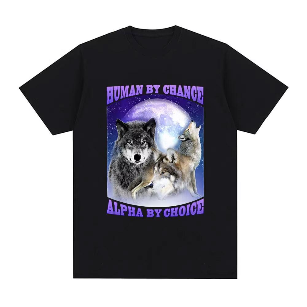 Sigma Fun Wolf Graphic T-Shirt, Men's and Women's Everyday Human Day, Oversized Casual Cotton T-Shirt, Unisex Streetwear