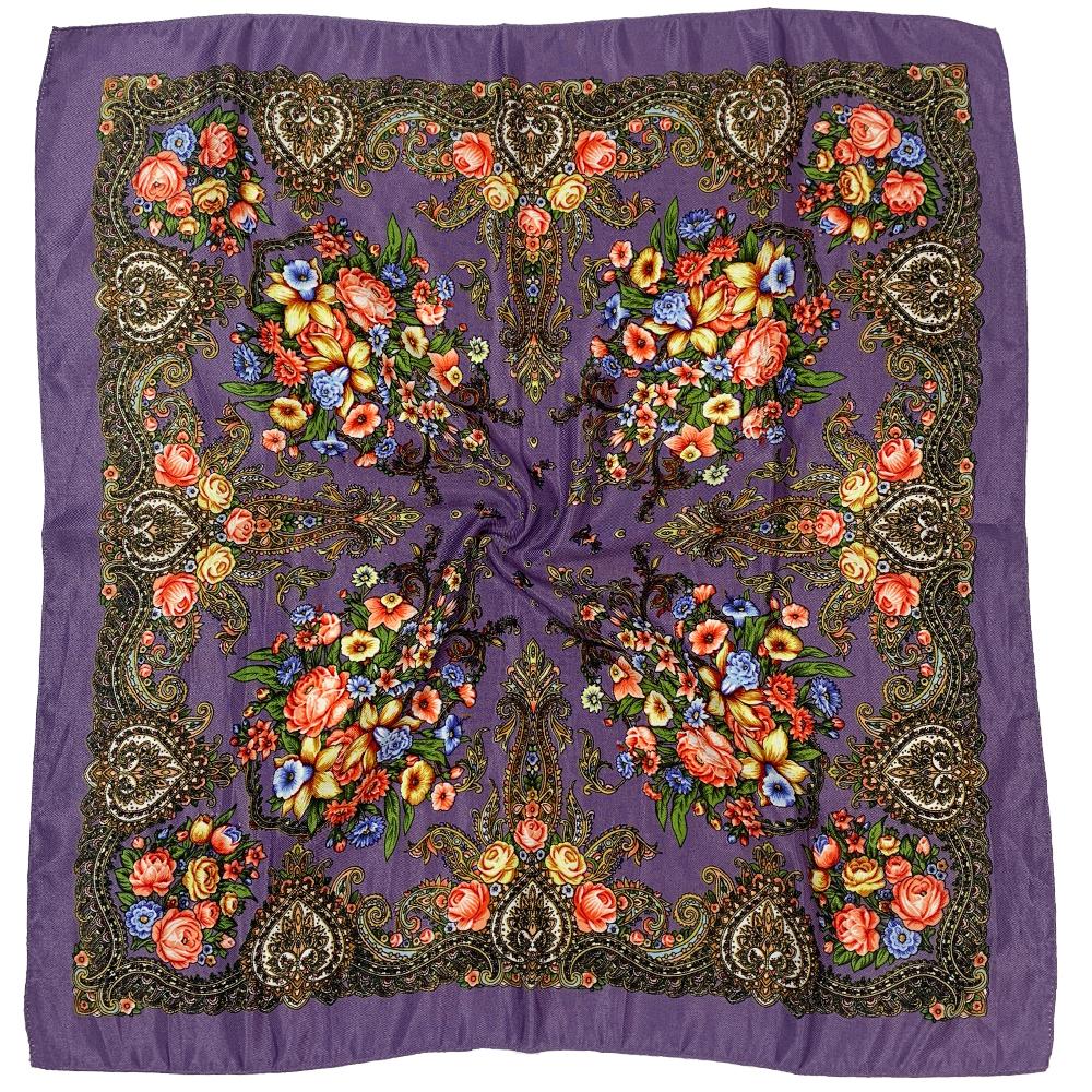 New Babushka Boho Square Bandana Women Head Wraps 70x70cm Muslim Shawl Floral Printed Russian Scarf