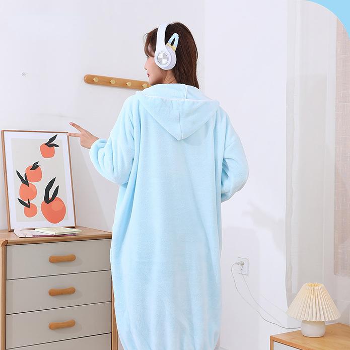 Весенне-осенние длинные домашние халаты для женщин, можно носить впитывающие банные полотенца, коралловые бархатные утолщенные бытовые банные юбки с длинными рукавами и капюшоном