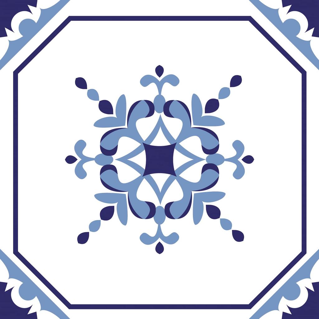 Poromoro Portuguese Spanish Azulejo Tile Stickers Peel and Stick Kitchen Bathroom Mosaic Tile Stickers Set of 16 & (5.9, 70)