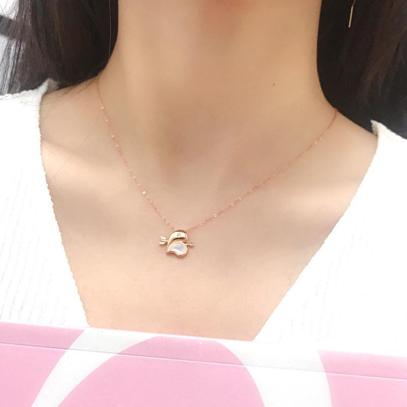 18k Gold Diamond Necklace One Arrow Piercing Heart Shell Heart Pendant 750 Whale Pendant Necklace