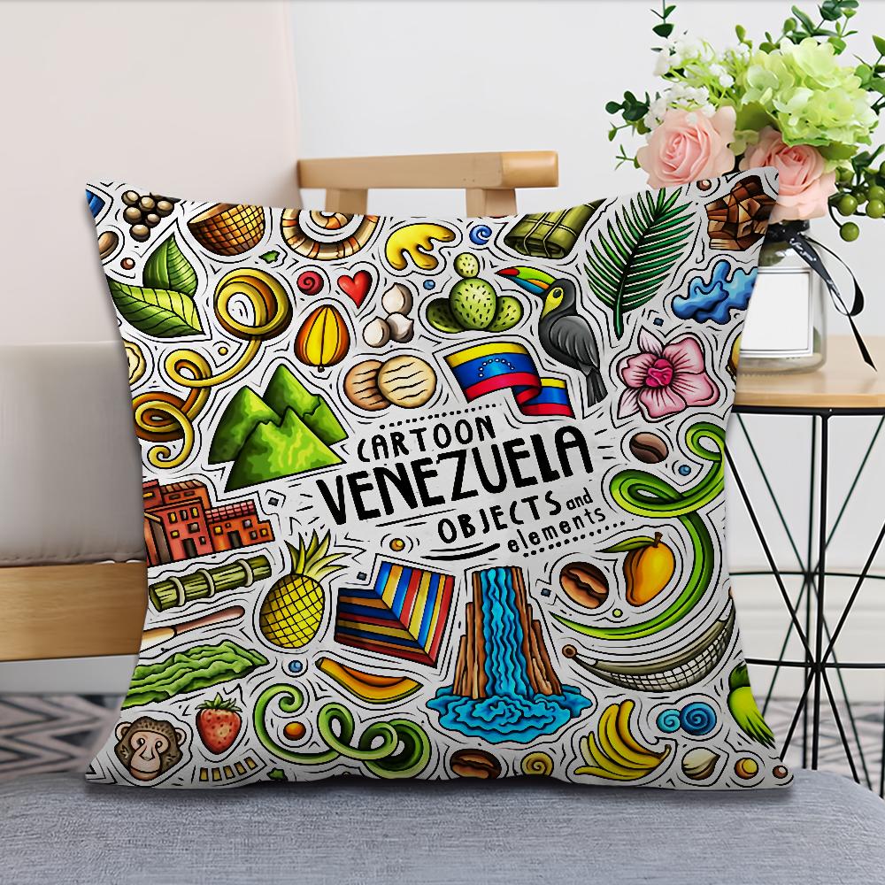 Aesthetic Art Venezuela Cushion Cover Soft Comfortable Pillow Case for Sofa Living Room Home Office Decor Protective Covers