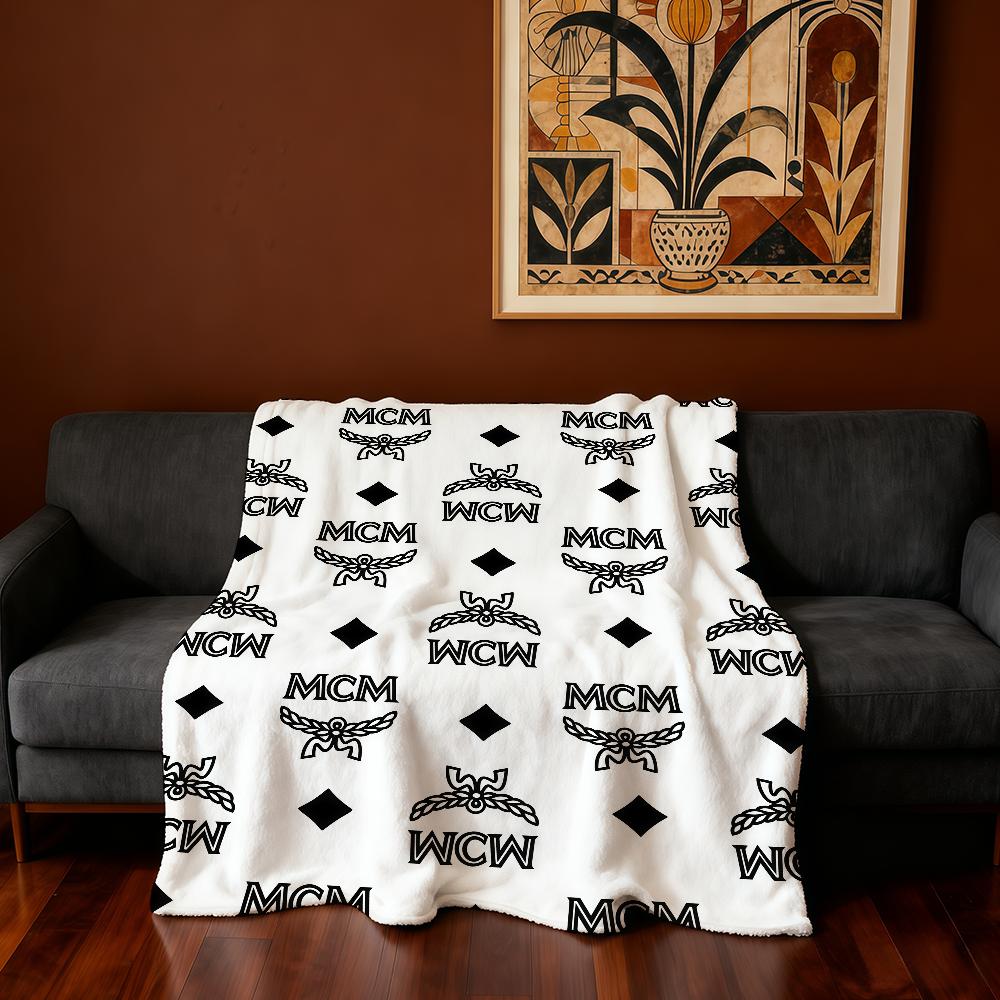 Стильный плед с логотипом MM-MCM-ES, очень теплый и удобный, мягкий, для детской комнаты, дивана, спальни, подарок.