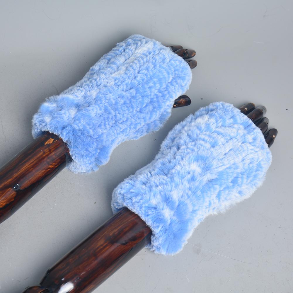 Новые женские вязаные варежки из 100% натурального меха кролика рекс, зимние теплые женские перчатки без пальцев из натурального меха, вязаные меховые варежки ручной работы