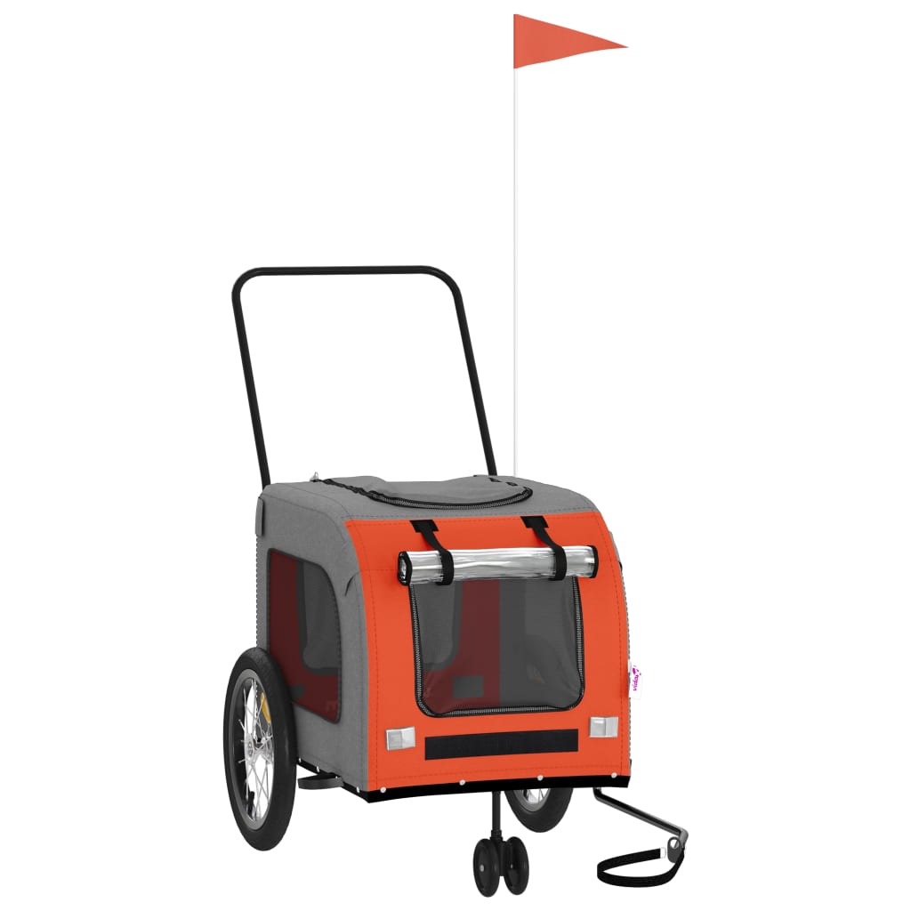 Bicycle Trailer for Dogs Orange and Grey Oxford Fabric and Iron