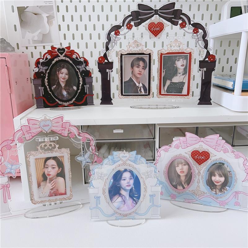 Милая акриловая фоторамка Настольная подставка для фото айдолов Polaroid, K-Pop коллекционных предметов, Instax Mini, Держатель для демонстрации фанатских фотокарточек