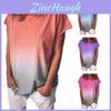 Trendy Women's Summer Short Sleeve Gradient Plus Size Casual Beach T-shirt Tops Blouse For Effortless Everyday Wear
