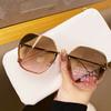 New frameless trimmed sunglasses trendy temperament sunglasses women's big face thin fashion glasses UV protection