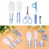 6pcs Convenient Daily Baby Nail Clipper Scissors Hair Brush Comb Manicure Care Kit Blue