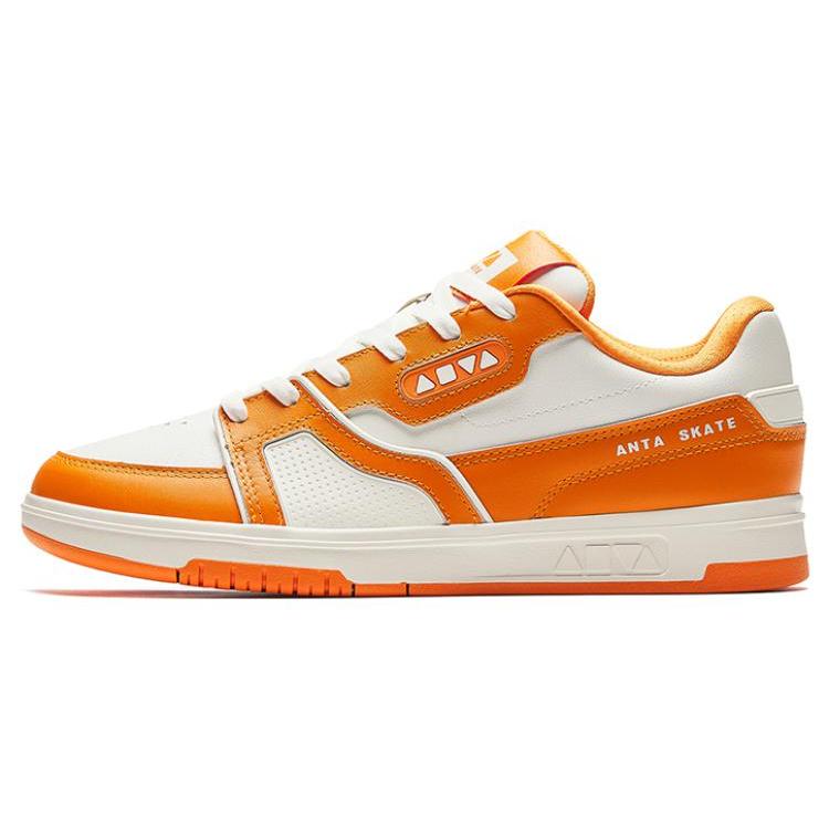 Anta Comfortable Cushioning, Wear Resistant Low top Skateboard Shoes Men's White Orange 912348026-3