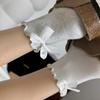 Mid-Calf Bowknot Cotton Socks - Solid Color, Ruffle Edge, Bubble Top, European & American Style Women's JK Socks