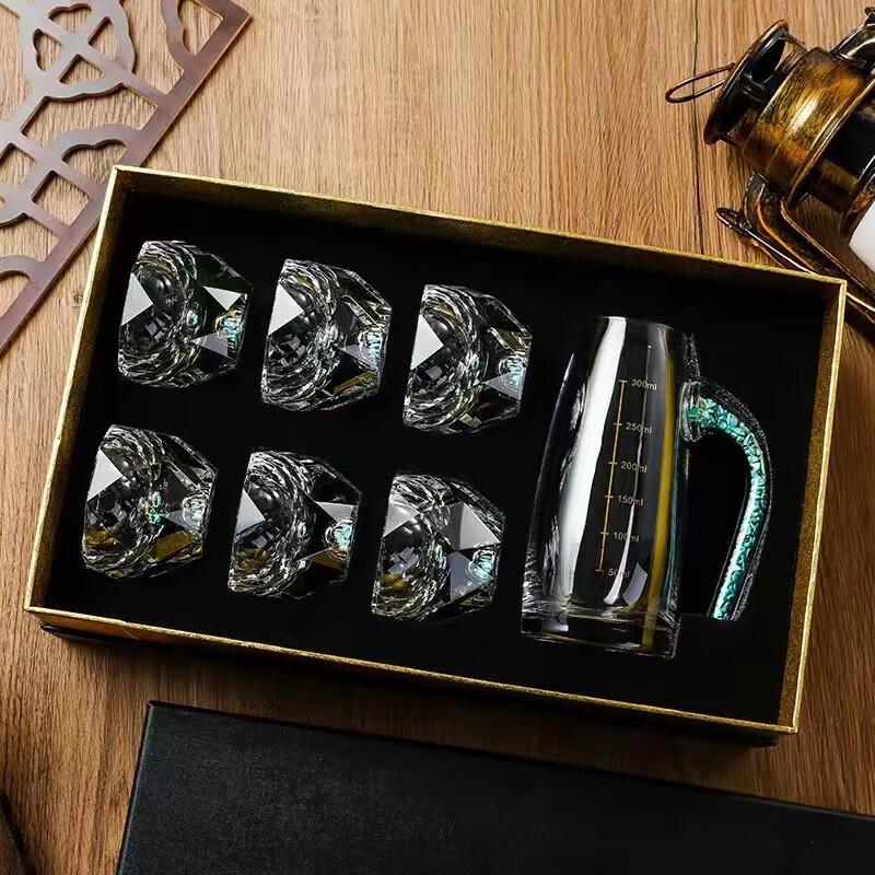 Shangqi Handmade Gold Leaf Turquoise Baijiu Glass Set