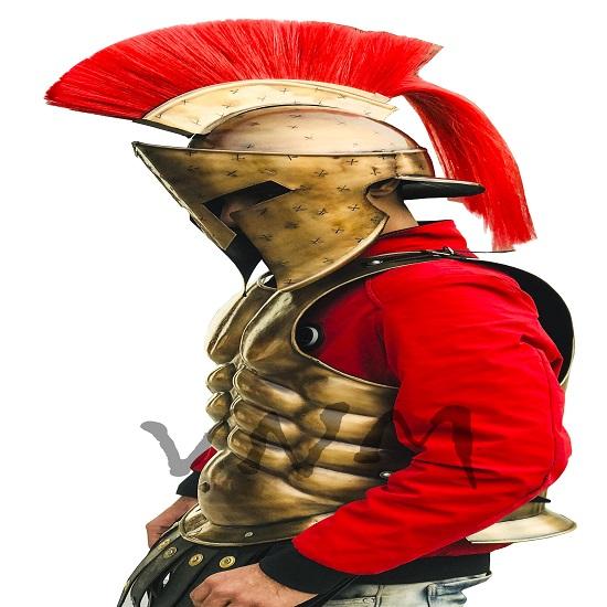Medieval Armor Spartan Muscle Armor Breastplate 300 Movie Armor Helmet Red Plum Roman Warriors Costume