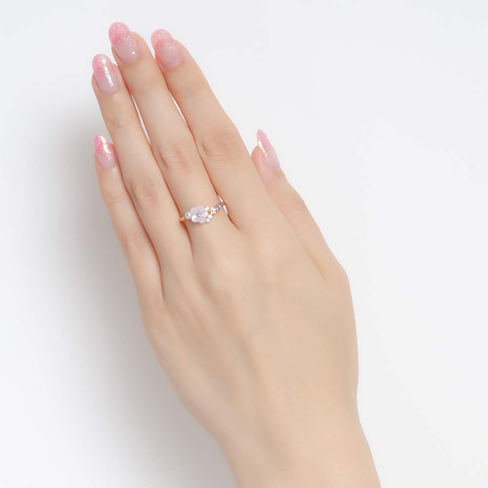 BLOOM 10K Pink December Birth Christmas Japanese Size 9 [Official] Women's Ring, Gold, Flower, Rose, 0168-9953-0019-0009,