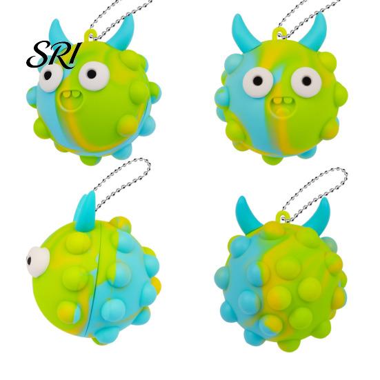 Bubble Popping Ball Devil Horn Stress Relief Push Toy with Chain Decompression Silicone Fidget