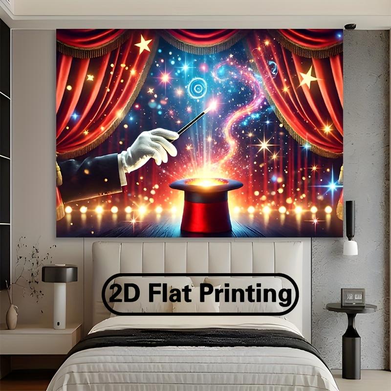 2D flat banner -1pc Magic Wizard Hat Trick polyester background, multi-purpose indoor and outdoor banner decoration