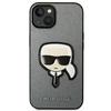 Etui do iPhone 14 Plus Karl Lagerfeld Saffiano Karl`s Head Srebrne