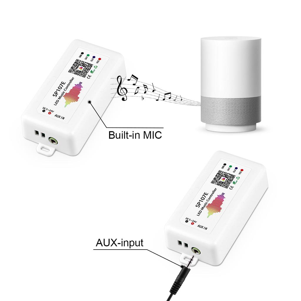 WS2812B WS2811 Пиксели Светодиодная лента Контроллер SP107E DC5-24V Адресный RGBIC Bluetooth / Музыкальный контроллер