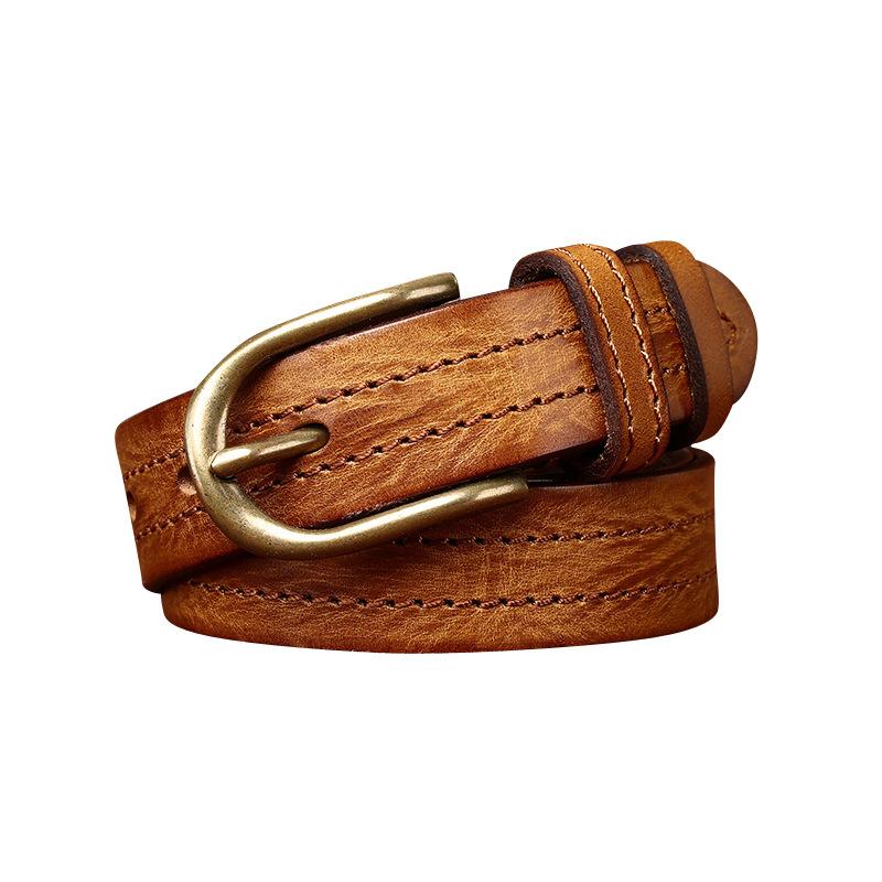 Ремень женский индивидуальный тренд кожаный пряжка первый слой коровья кожа ретро и мода универсальный ремень женский
