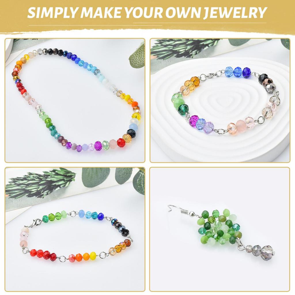 Multicolor Flat Bead Set: DIY Bracelet Spacer & Crystal Glass Beads In 4/6/8 Sizes
