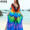 Women's Fashion Vacation Summer Spring Parrot Feather Print 1/2 Sleeves V-Neck Casual Dresses
