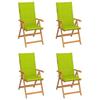 VidaXL Garden Chairs 4 Pcs with Bright Green Cushions Teak Wood