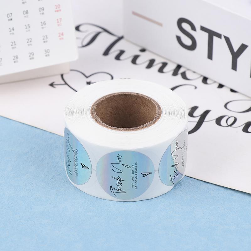 500 шт./рулон радужных лазерных благодарственных наклеек для малого бизнеса, самоклеящиеся этикетки для бутиков, упаковочные принадлежности