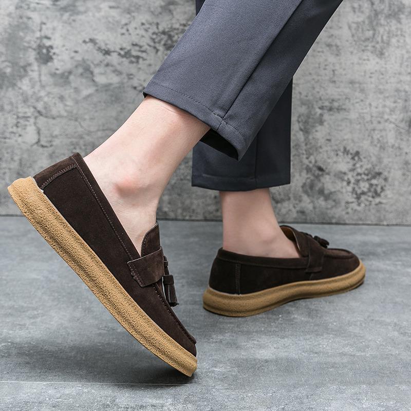 Высококачественные брендовые модные коричневые туфли для мужчин, удобные замшевые кожаные мокасины класса люкс для мужчин, повседневная обувь без застежек, мужские мокасины De Hombre
