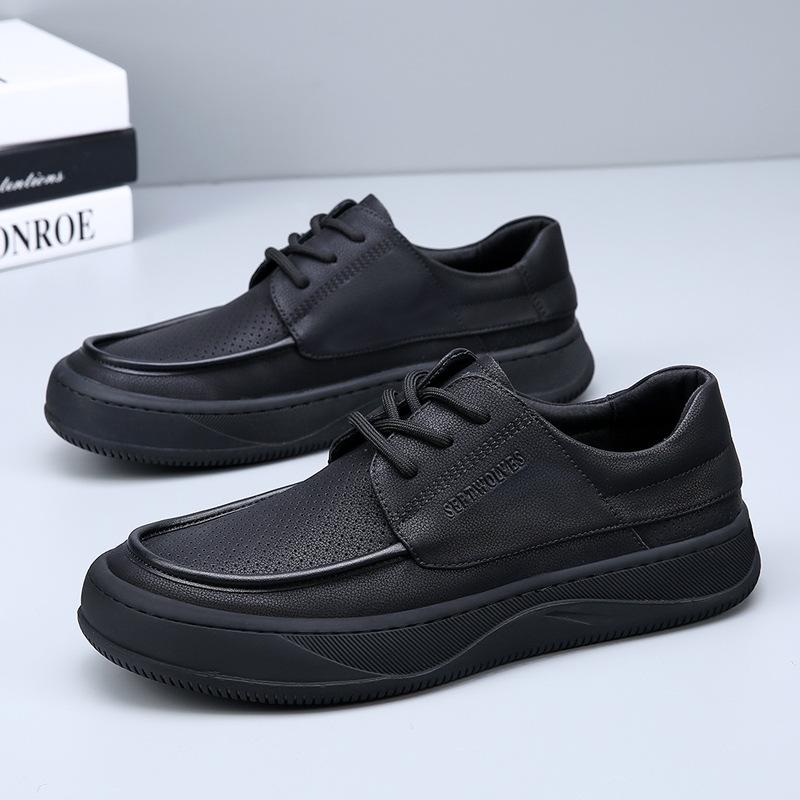 Летняя новая полая мужская обувь кожаная универсальная на толстой подошве дышащая деловая повседневная кожаная обувь мужская модная обувь зашифрованный заказ