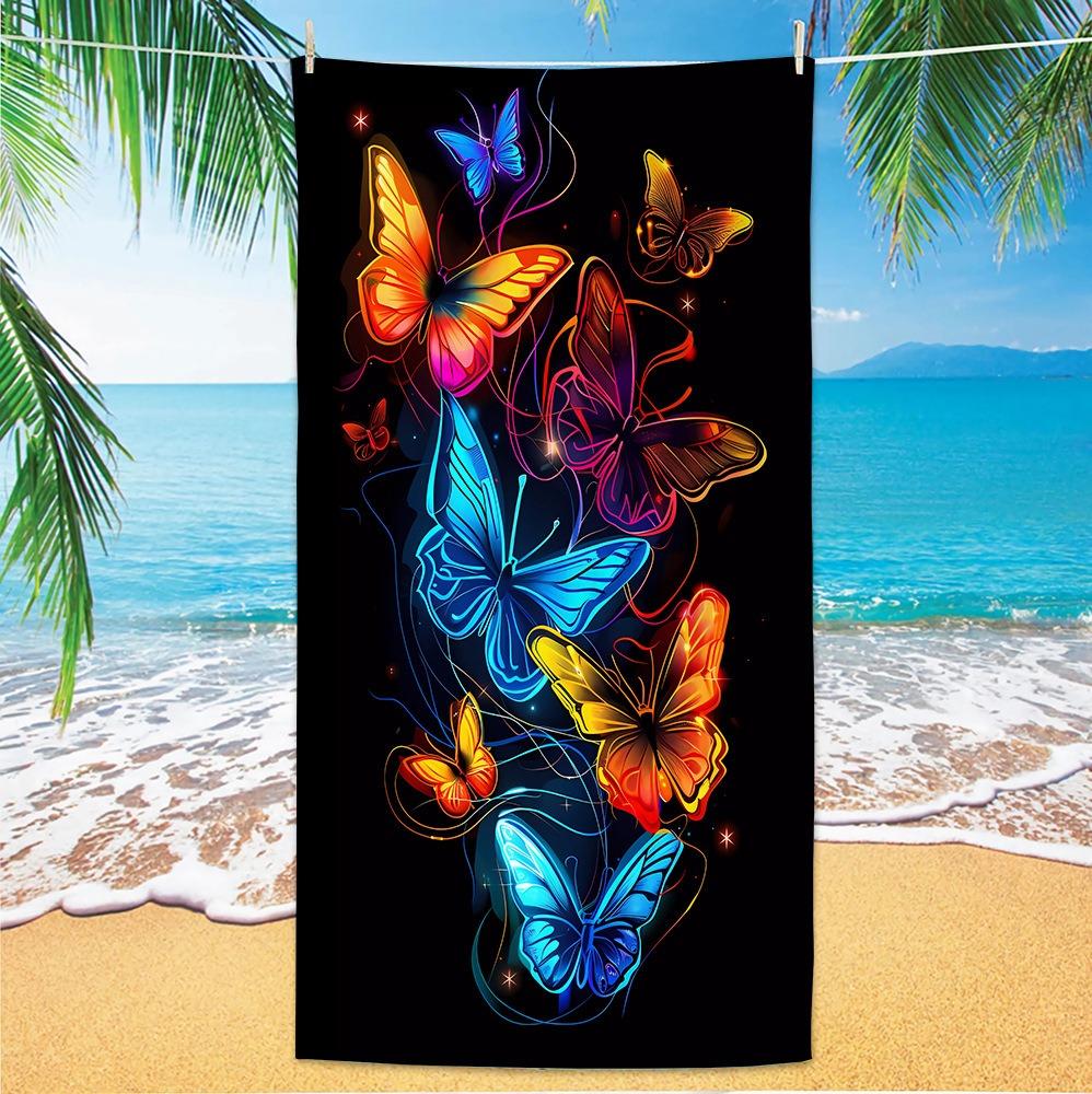Beach Towel A-ayliva S-schwarzes Swimming Towel, Quick-Dry Soft Microfiber Beach Towel 40X80cm, Summer Gift for Boys and Girls