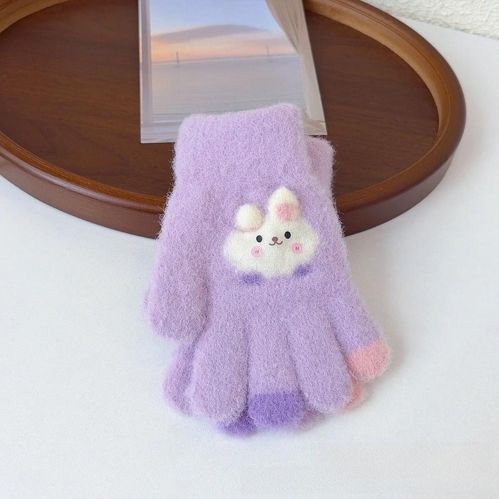 Polyester Plush Bunny Winter Gloves Cold Resistant Preschool Kids Warm Gloves Writing