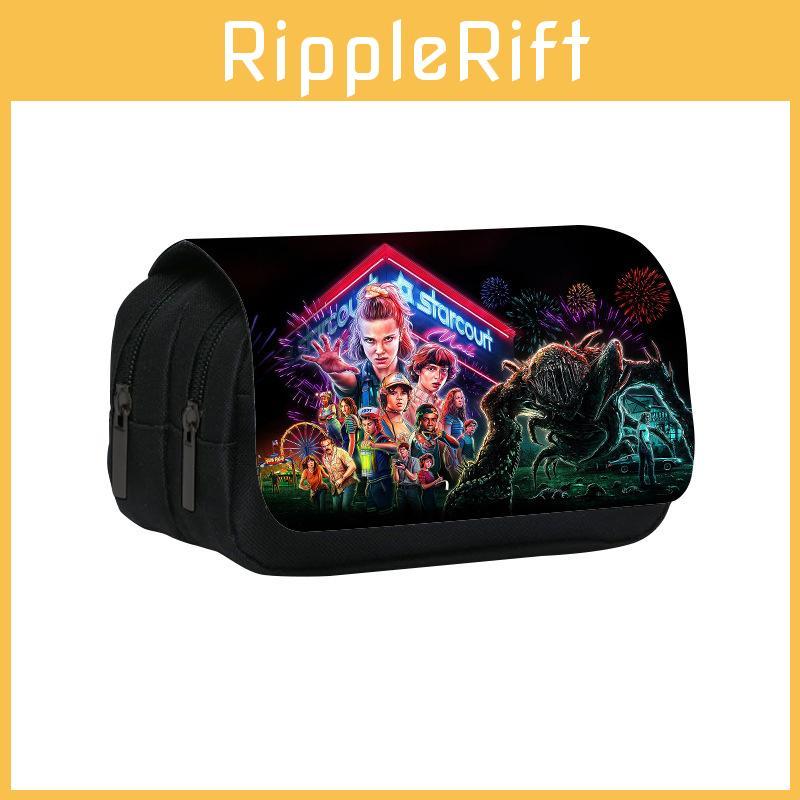 Stranger Things Double Layer Pencil Case With Large Capacity For Students And Office Use