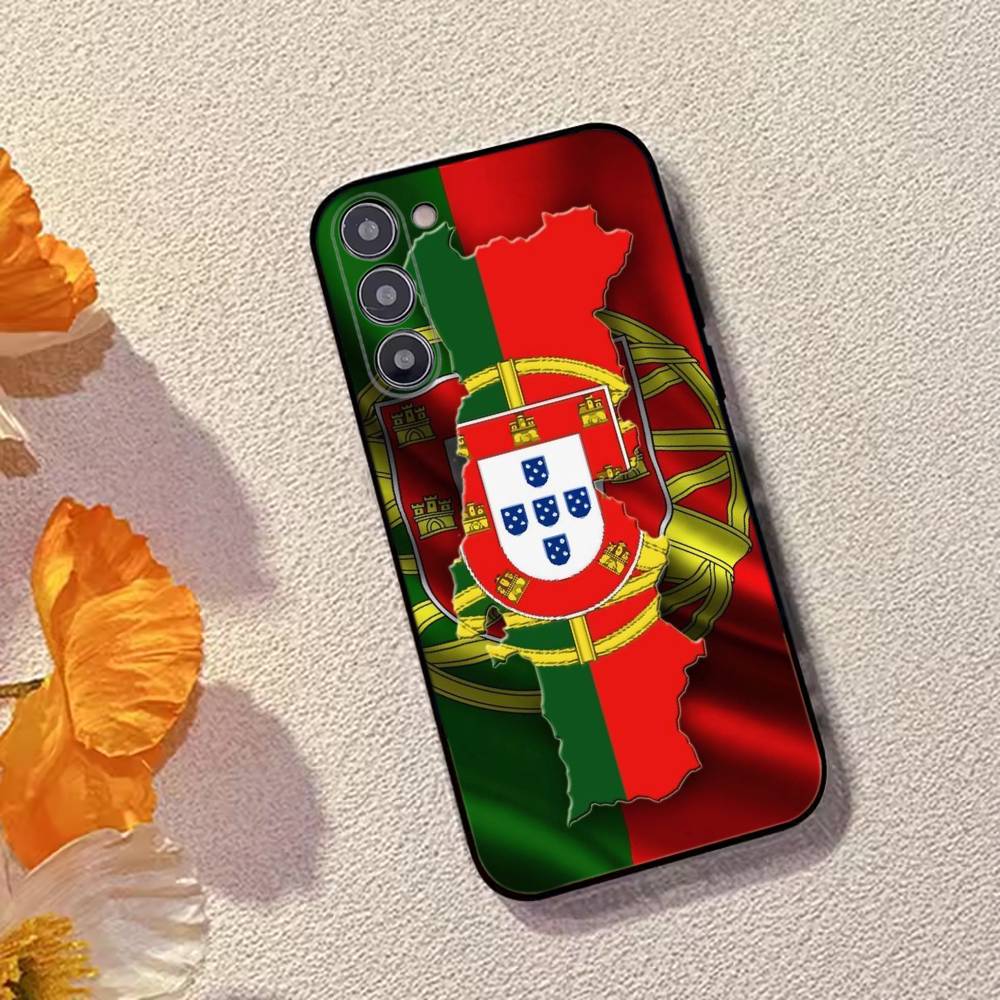 P-Portugal Flag Soccer Support Phone Case Black Silicone Soft For Samsung Galaxy A73,A72,A71,A70,A53,A52,A51