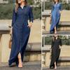New Women's Autumn and Winter Fashion Casual Lapel Shirt Long Dress