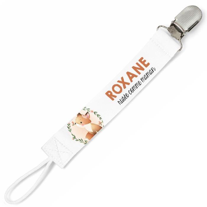 Planetee Attache tétine pour prénom ROXANE rusee comme Maman Renard | Attache sucette cadeau naissance