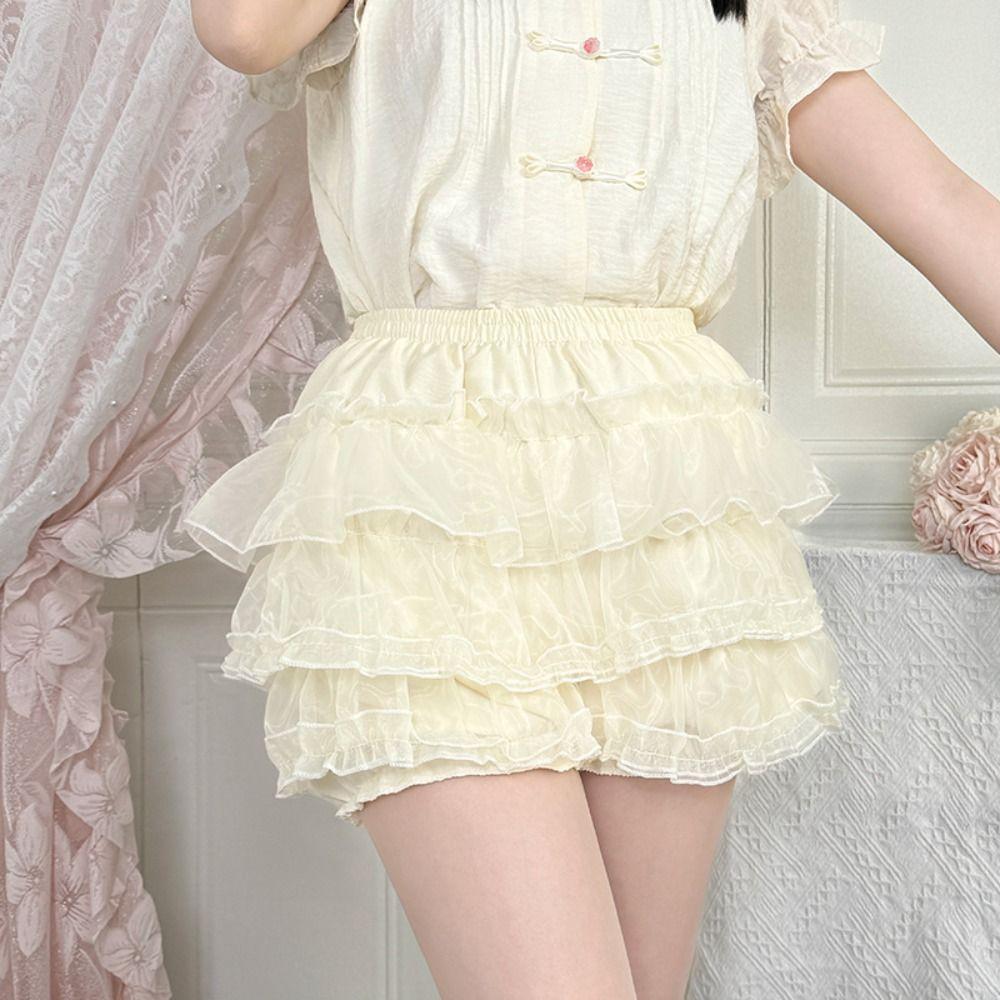 Anti Exposure JK Petticoat Elastic Tutu Puffy Skirt Comfortable Lace Pumpkin Pants Women