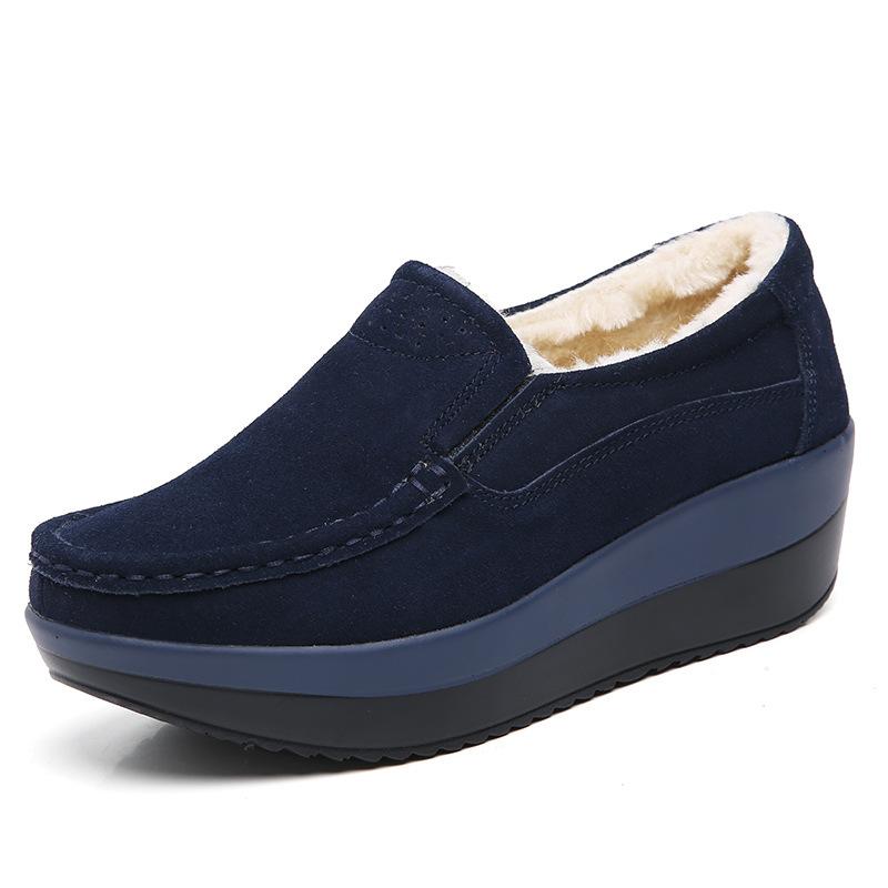 НовыеВеснаОсеньОбувьЖенскаяПлатформаЖенская ОбувьКоровьяЗамшаКожаБлоферыТолстаяПодошваЖенскиеЛоферыМокасины