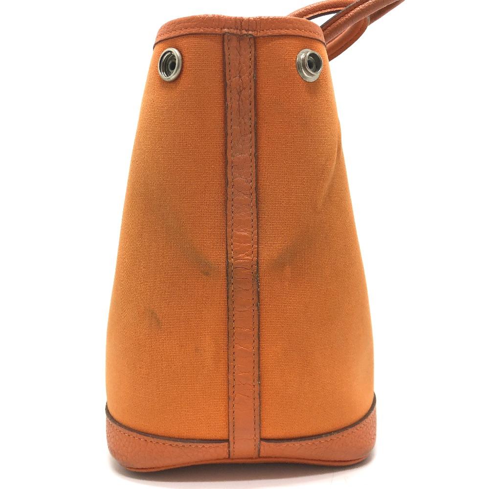 HERMES Garden Party TPM Tote Bag Hand Bag Leather/Canvas Orange