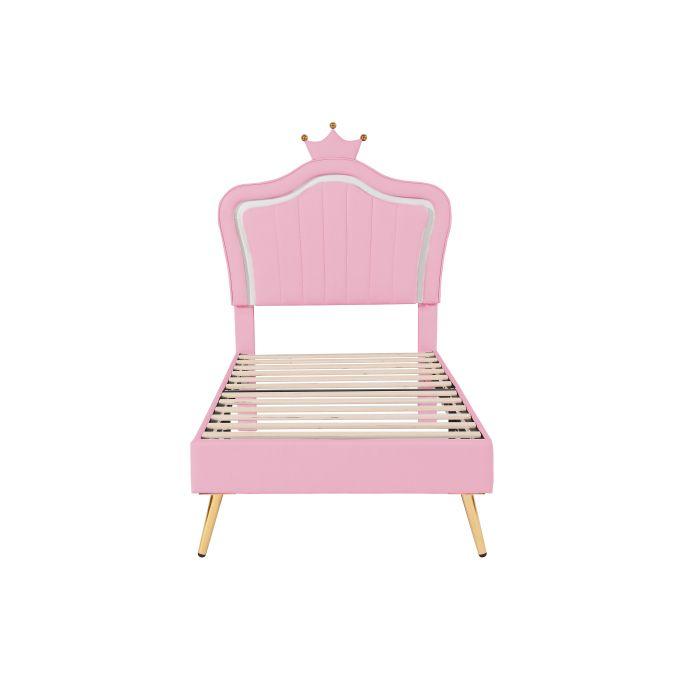 Lit d'enfant - MUVOE - 90 x 200 cm - Similicuir - LED - Design coquillage