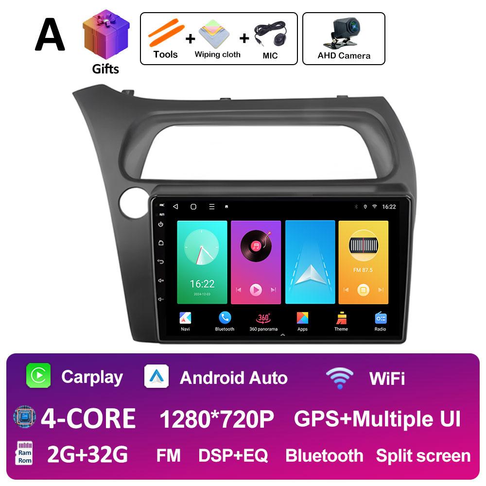 Беспроводной Android Auto Carplay для Honda Civic Хэтчбек 2006 2007 2008 2009 - 2011 Автомагнитола Видео Мультимедийный плеер Вентилятор охлаждения