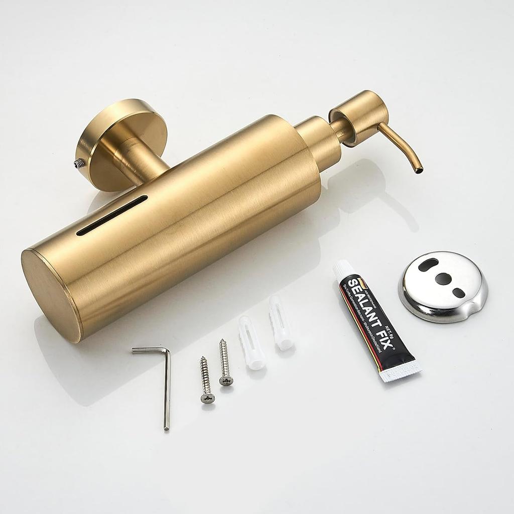 Stainless Steel Wire drawing Gold Wall mounted Bathroom Soap Dispenser Manual Press Soap Dispenser