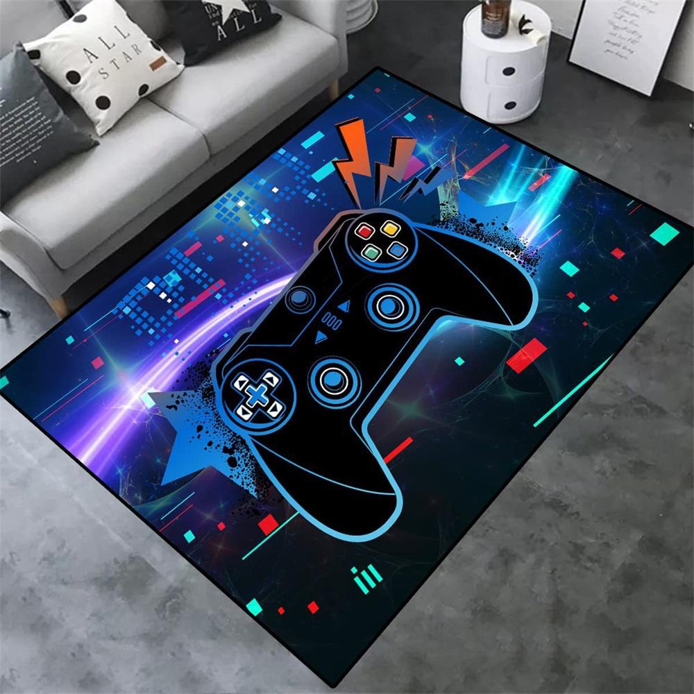 Boys Room 3D Game Carpet Large Gaming Rug Controller Design Children's Crawling Play Anti-Slip Floor Mat Home Bedroom Decor Rugs