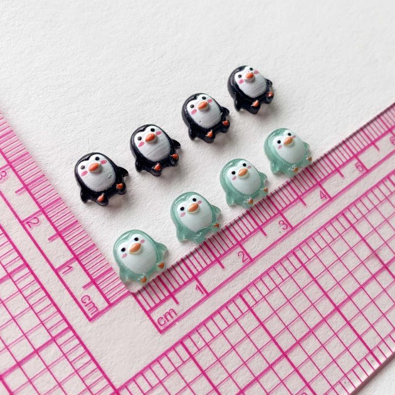 100pcs Cute 9mm Resin Mini Penguin Series Flat Back Stone Figurines DIY Wedding Scrapbook Accessories