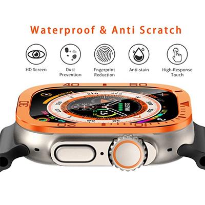 Защитная пленка для экрана для Apple Watch Ultra 49 мм, аксессуары для корпуса, металлическая рамка + закаленное стекло для iWatch Ultra 2, кольцо безеля 49 мм