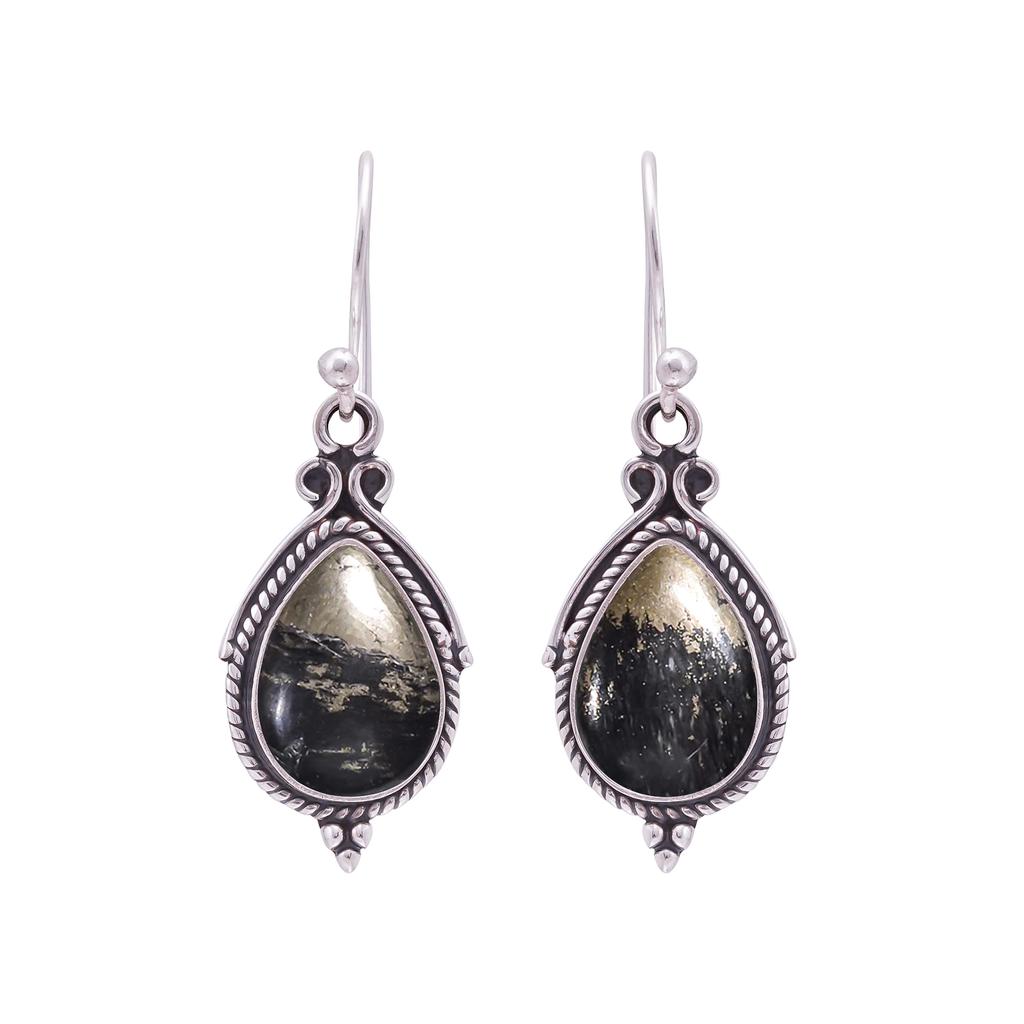 Серьга Healer'S Gold Apache Gold из стерлингового серебра 925 пробы V9792, Черная серьга, Серьга-груша, Подарок на День святого Валентина, Подарок для нее, Подарок на день рождения, Ручная работа J