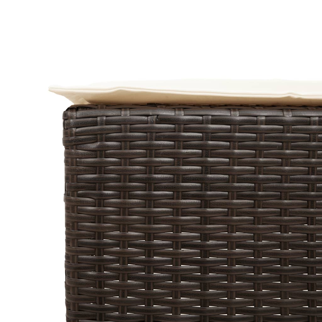 5 Piece Garden Bar Set with Cushions Brown Poly Rattan